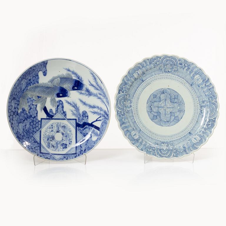 Two large Japanese dishes, Meiji period (1868-1912) and early 20th century.
