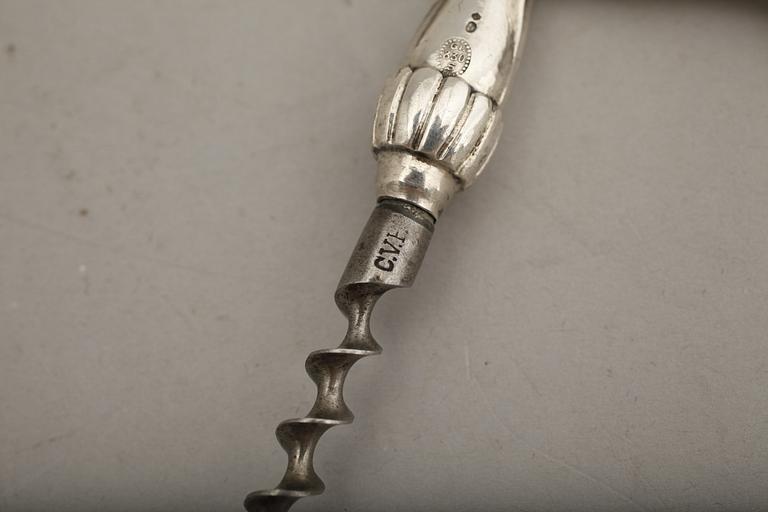 KORKSKRUV, silver 830, Danmark, 1900-talets första hälft.