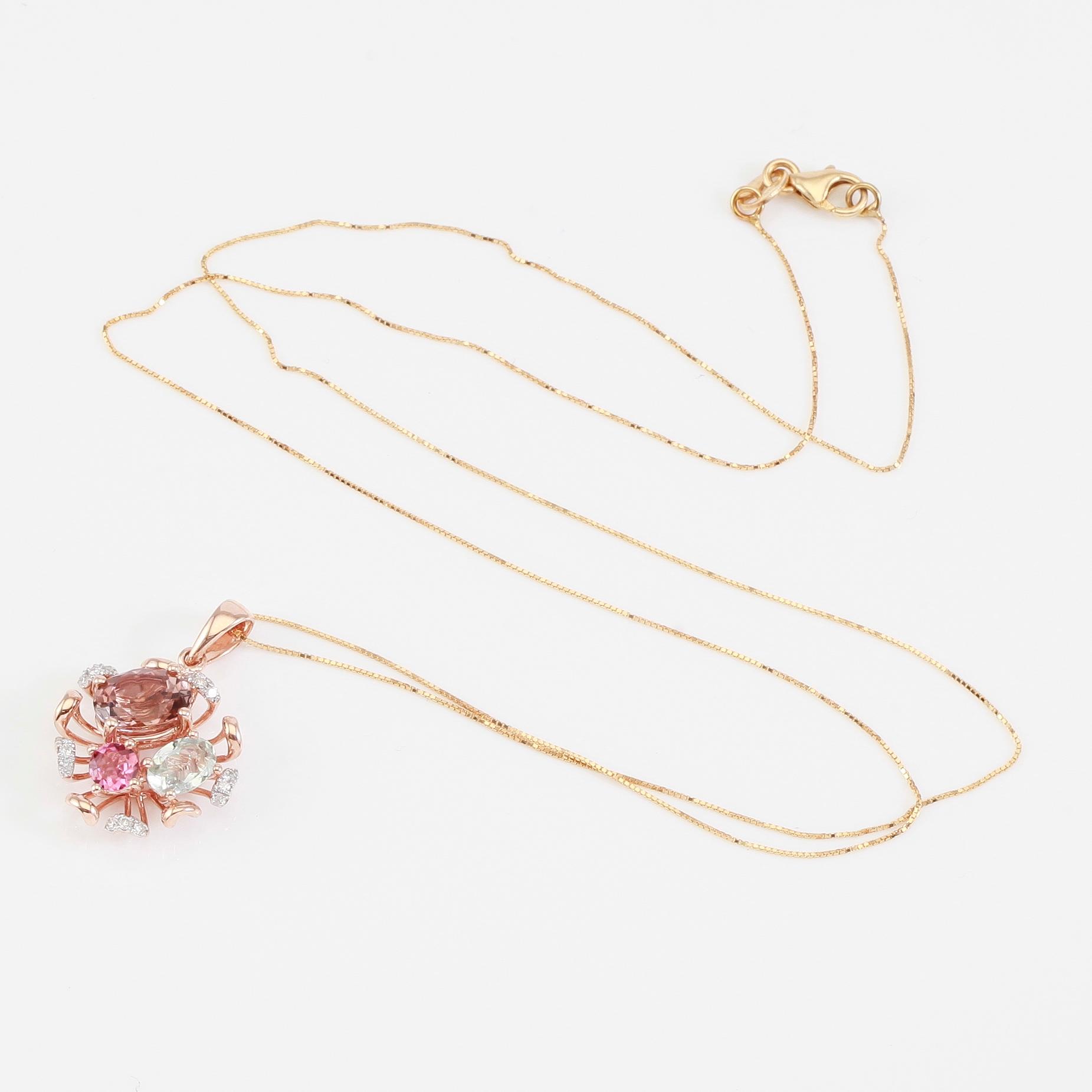 HÄNGE MED KEDJA, 14K/18K guld/roséguld, diamanter och olika stenar.