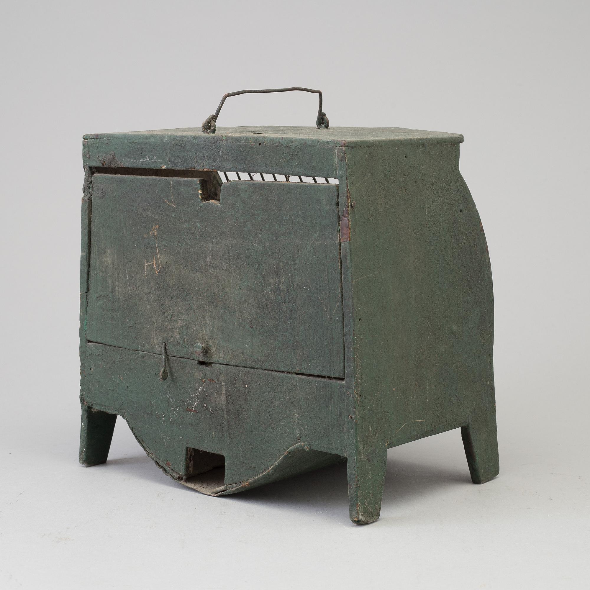 A WOODEN PAINTED BIRD CAGE, latter part of the 19th century.