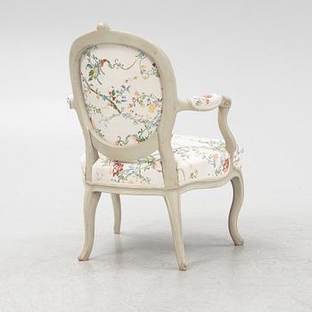 A Swedish Rococo open armchair, later part of the 18th century.