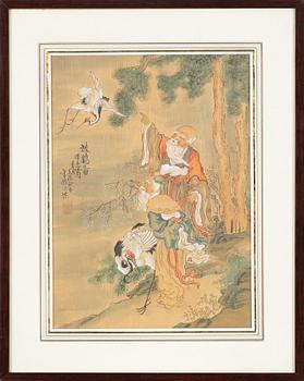 Unidentified artist, five Chinese paintings, watercolour on paper, 20th century.