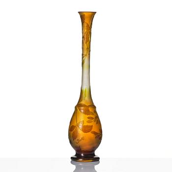 Emile Gallé, a set of two Art Nouveau cameo glass vases, Nancy, France.