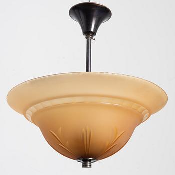 Edward Hald, a ceiling lamp, Orrefors, 1930s.