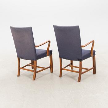 Armchairs, a pair, Fritz Hansen, Denmark, mid-20th century.