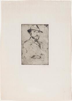 AXEL FRIDELL, etsning, "Italienaren", signerad, 1917.