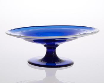 TAZZA, blått glas. 1700-tal, troligen Norge.