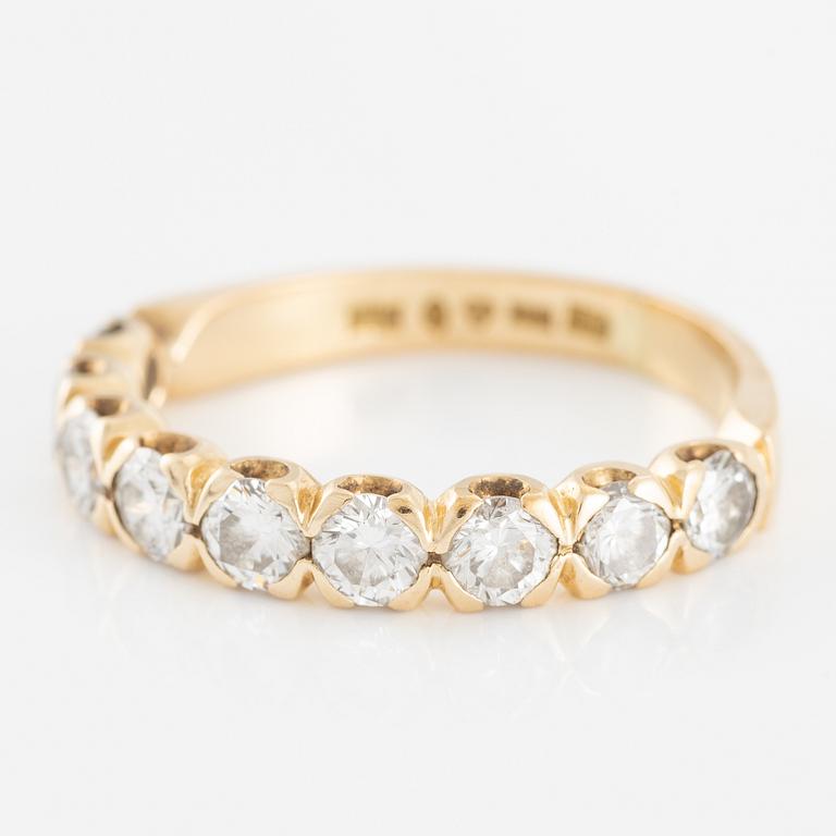 Alliance ring, half alliance, 18K gold with diamonds.