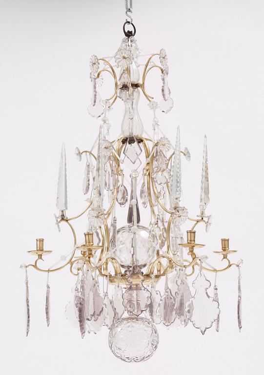 A Swedish Rococo 18th century six-light chandelier.