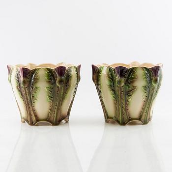 Outer casing a pair of Art Nouveau, Saint Clement France early 20th century stoneware.