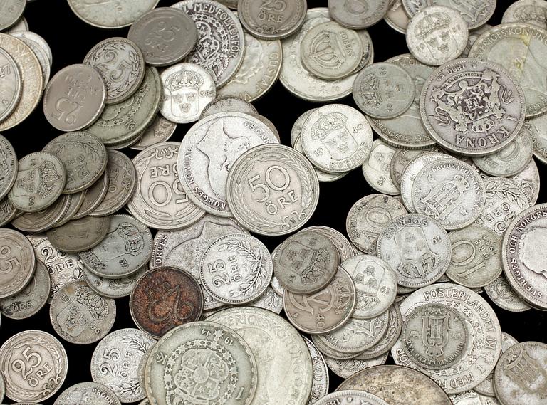 PARTI SILVERMYNT, Sverige, 1870-tal till 1967. Tot ca 1200 gram.