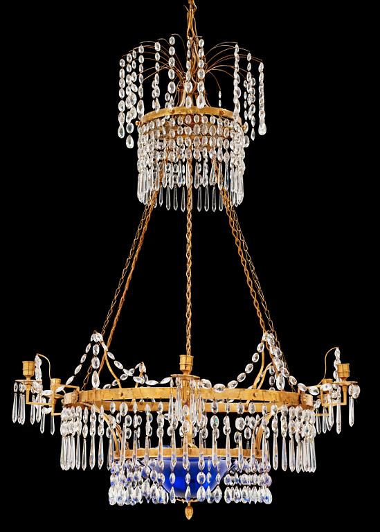 A late Gustavian circa 1800 seven-light chandelier.