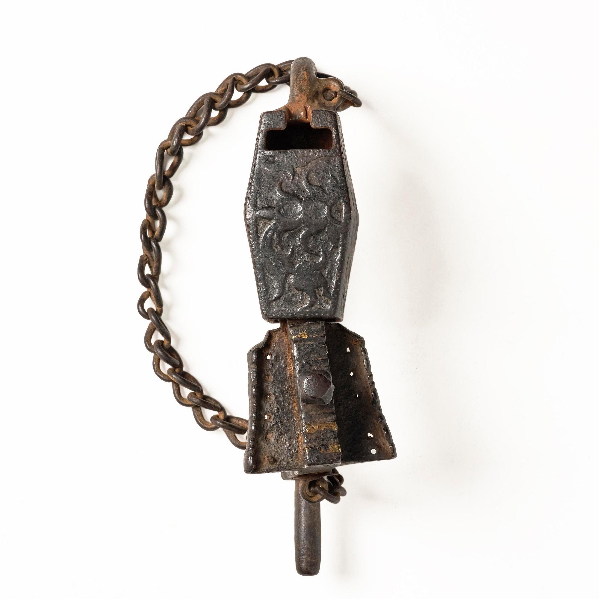 A cast Iron 'Temple lock', Nepal, 19th century.