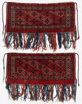 Two Torbor, Turkmen, approx. 95 x 42 cm.