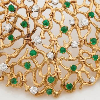 A emerald and brilliant cut diamond necklace by Gilbert Albert, Geneve, Zürich.