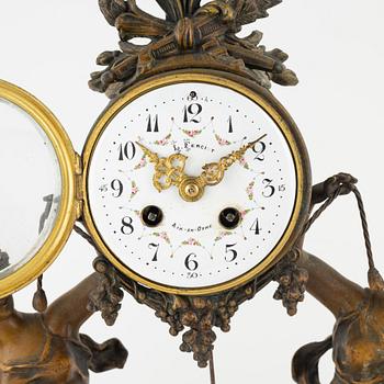 A three-piece mantle set, L. Ferciot, Aix-en-Othe, France, late 19th Century.