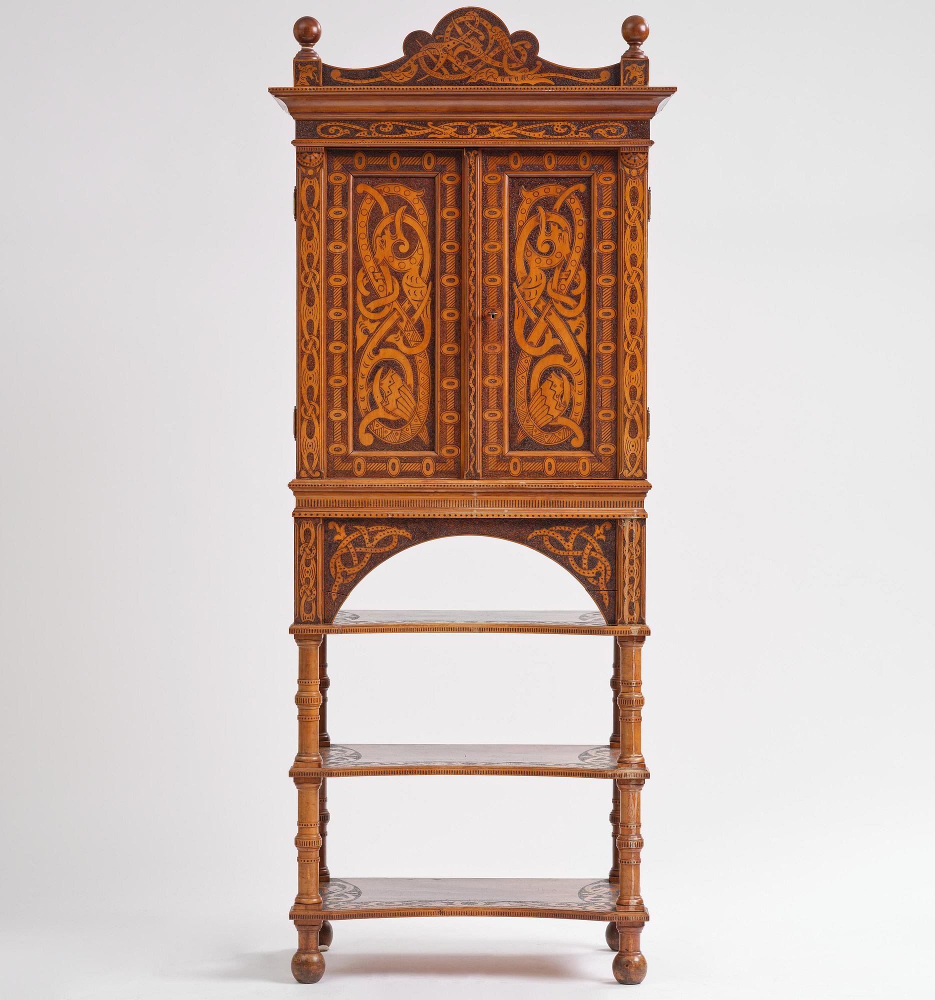 Cabinet, probably Norway, Old Norse style, late 19th century.