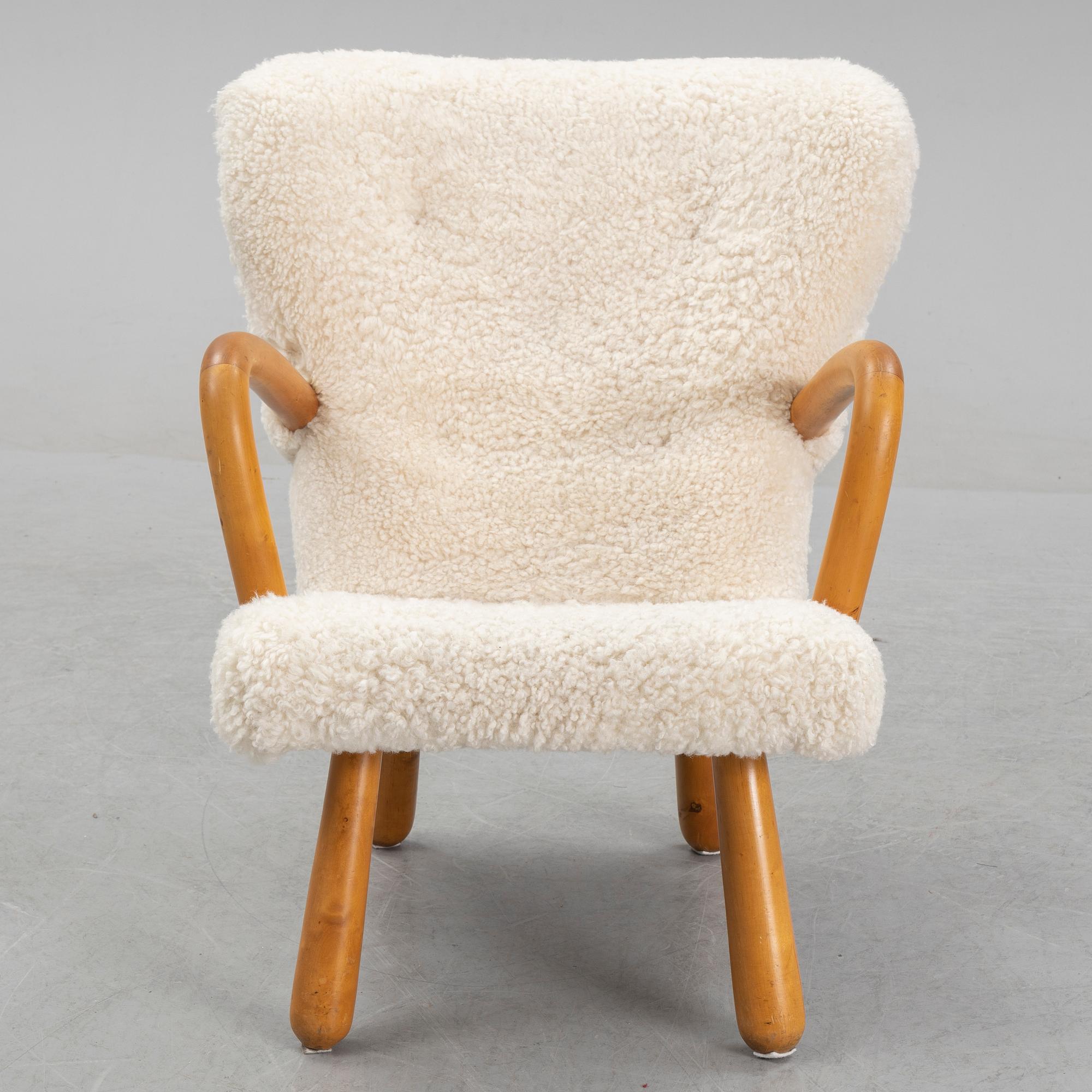 A shearling upholstered 'Åke' easy chair, IKEA, 1950s.
