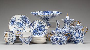 KAFFESERVIS, 14+3 delar, porslin, "Singing Birds", Lomonosov, Ryssland.