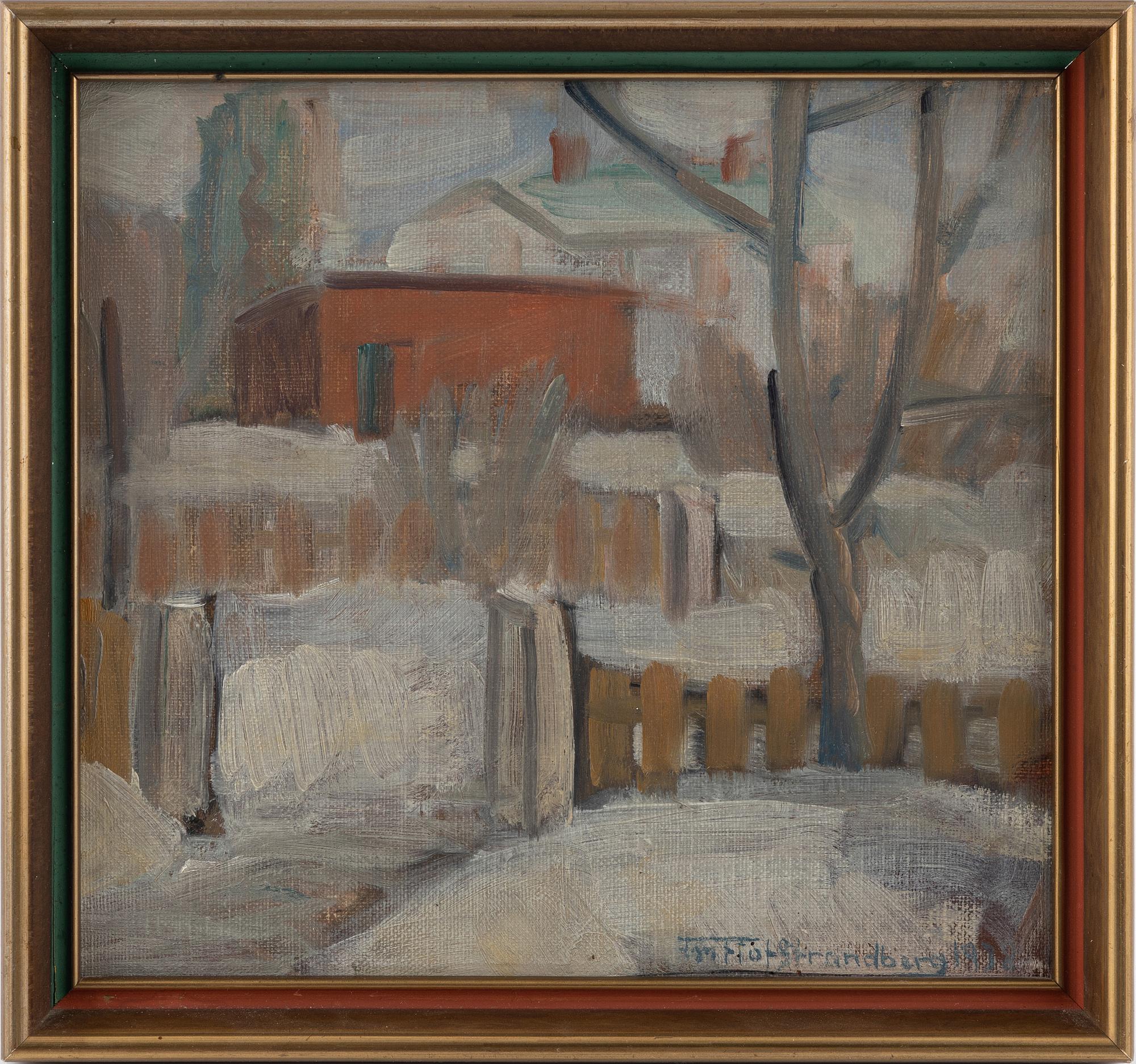 Fritiof Strandberg, houses in winter landscape.