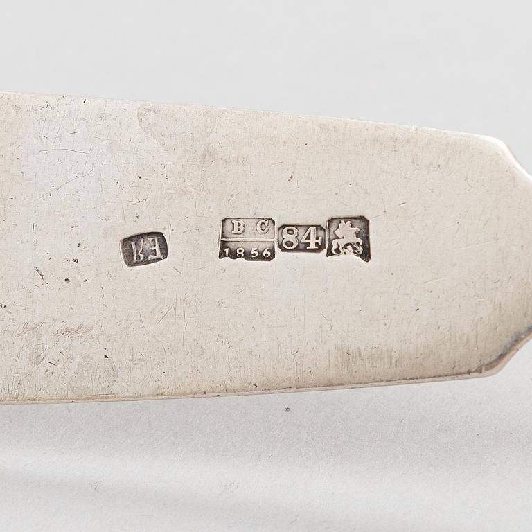 A Grachev silver soup ladle, Saint Petersburg, 1894. Imperial warrant mark. Spoon, silver, unidentified master, 1856.