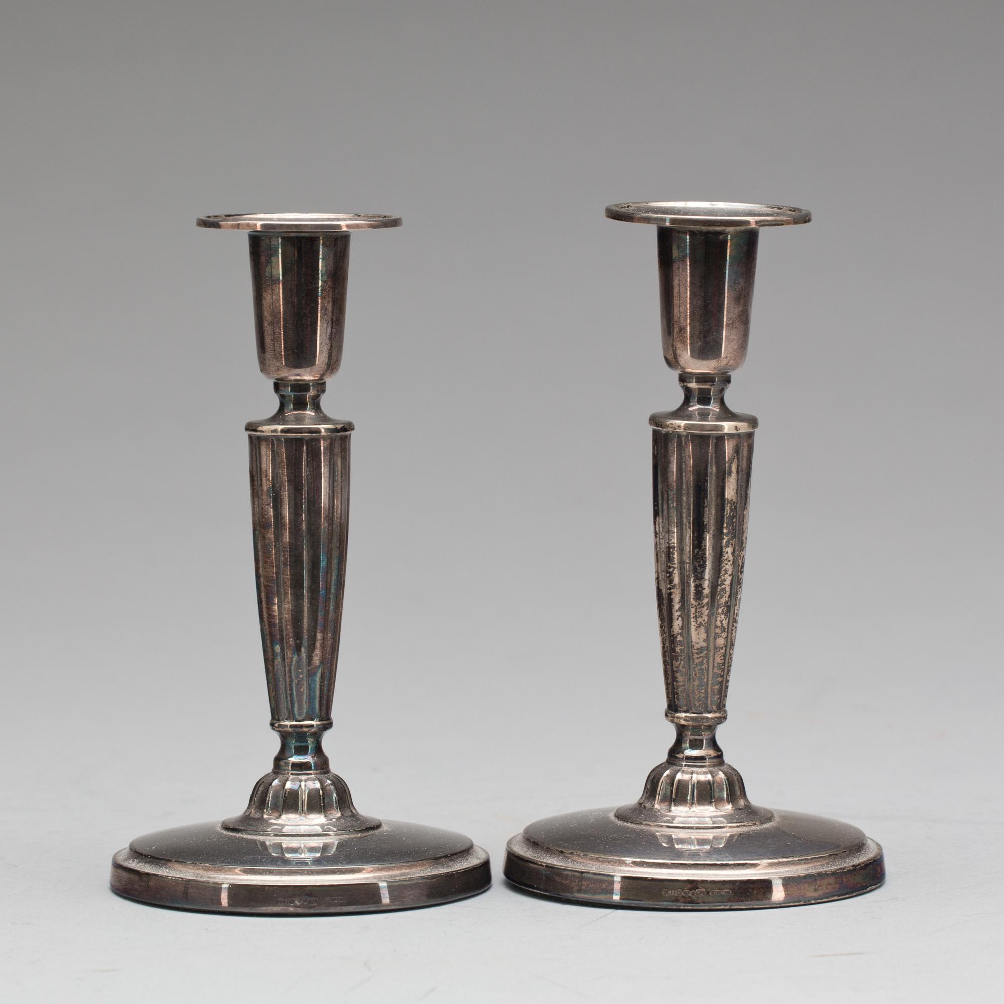 LJUSSTAKAR, ett par, sterlingsilver, CG Hallberg, 1960.