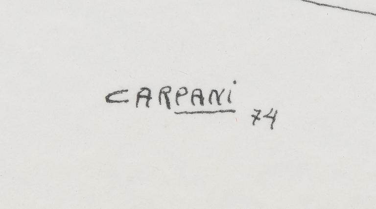 Ricardo Carpani, ink on paper, signed and dated -74.