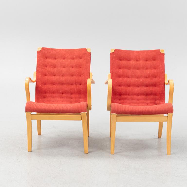 Bruno Mathsson, fåtöljer, ett par, "Mina", Mathsson International, Värnamo.