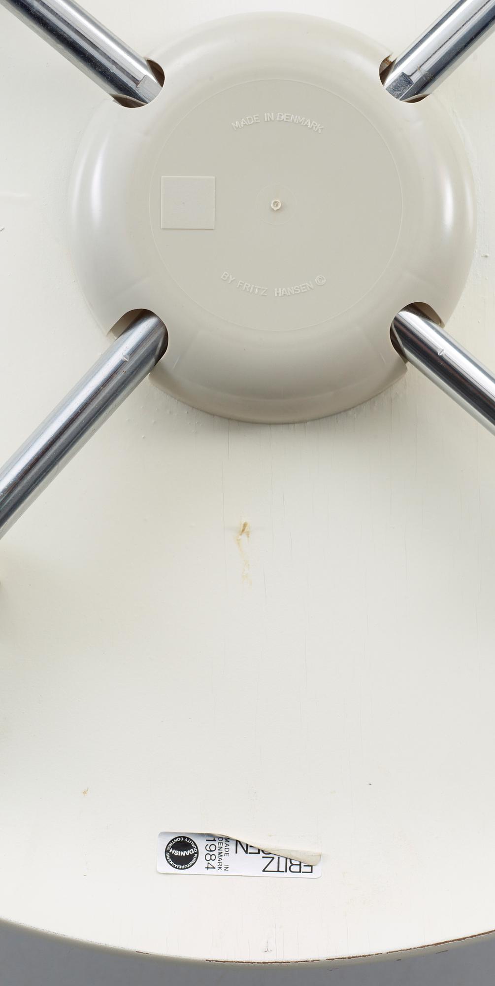 KARMSTOLAR, 4 st, "Sjuan", Arne Jacobsen, Fritz Hansen, formgiven 1955.