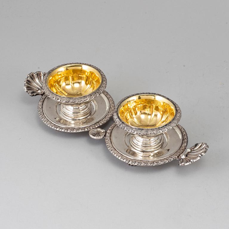 GUSTAF MÖLLENBORG, a set of silver condiment bowls, Stockholm 1842.