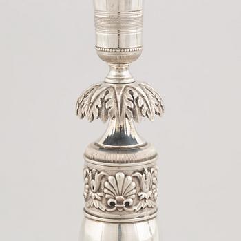 Two early 19th century German silver candlesticks, Berlin and Breslau 1820-1850.