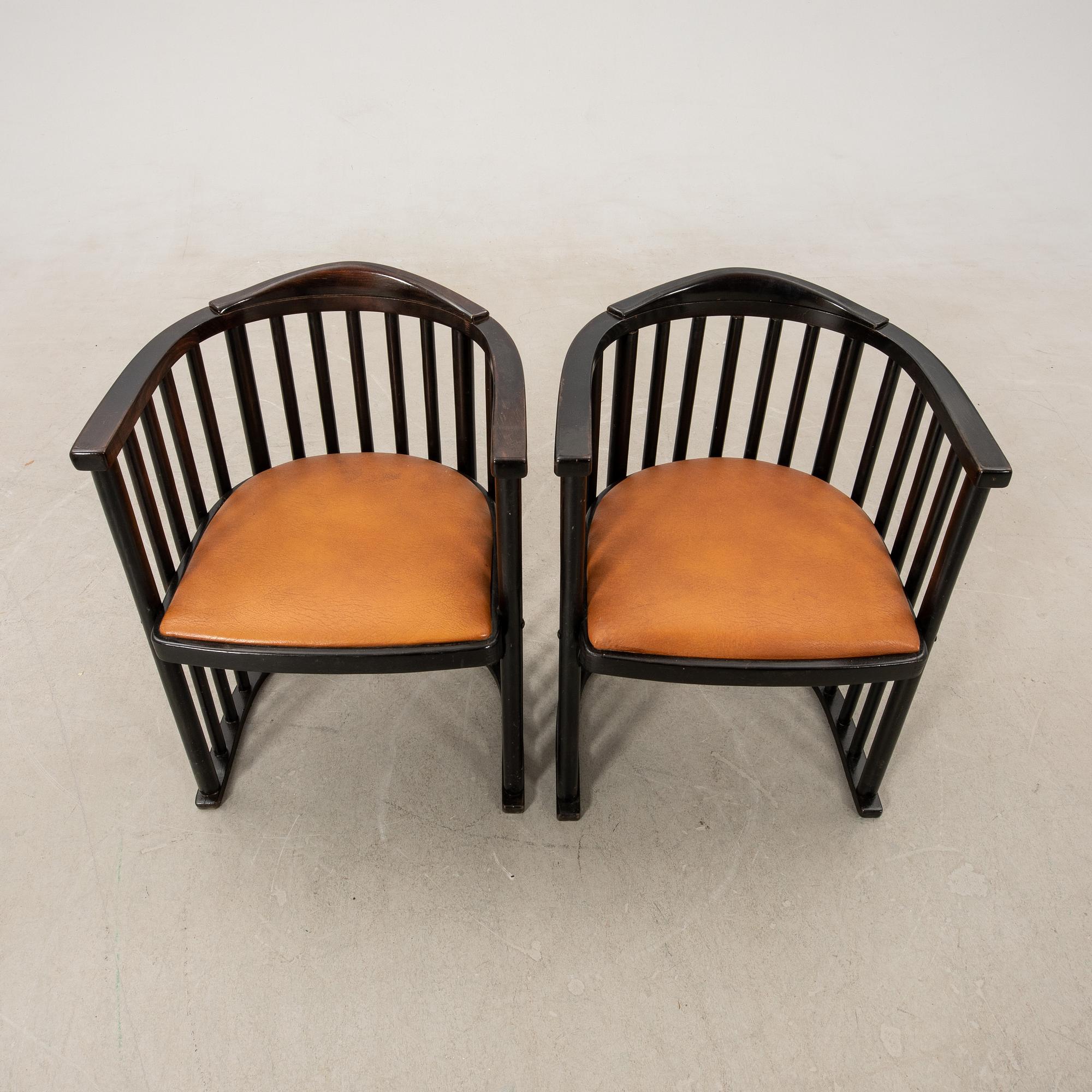 Josef Hoffmann, armchairs a pair attributed to the first half of the 20th century.