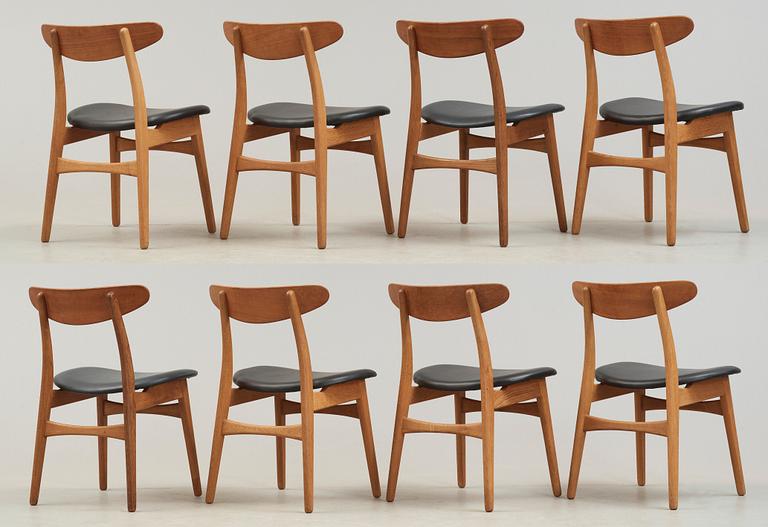 HANS J WEGNER, stolar, 8 st, "CH-30", Carl Hansen & Son, Danmark 1950-60-tal.