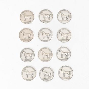 Medaljer, 12 st, silver, Sporrong, Stockholm 1957-1962.