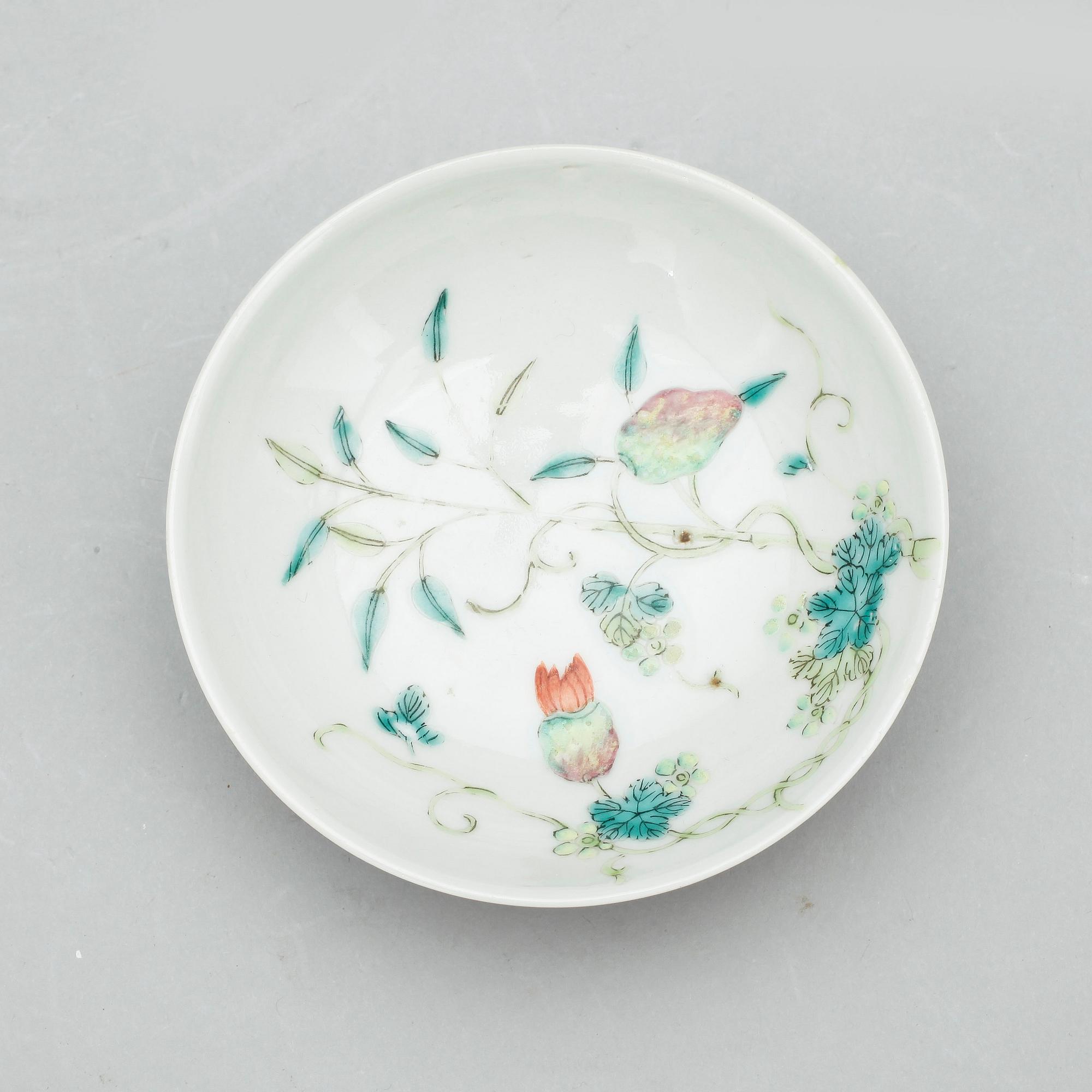 FAT samt SKÅL, 5 delar, porslin Kina 1800 samt 1900-tal.