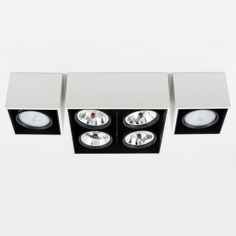 Taklampor, 3 st, Flos, "compass box", 2000-tal.