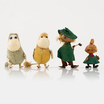 Four Moomin figures, Atelier Fauni, Finland, 1950's/60's.