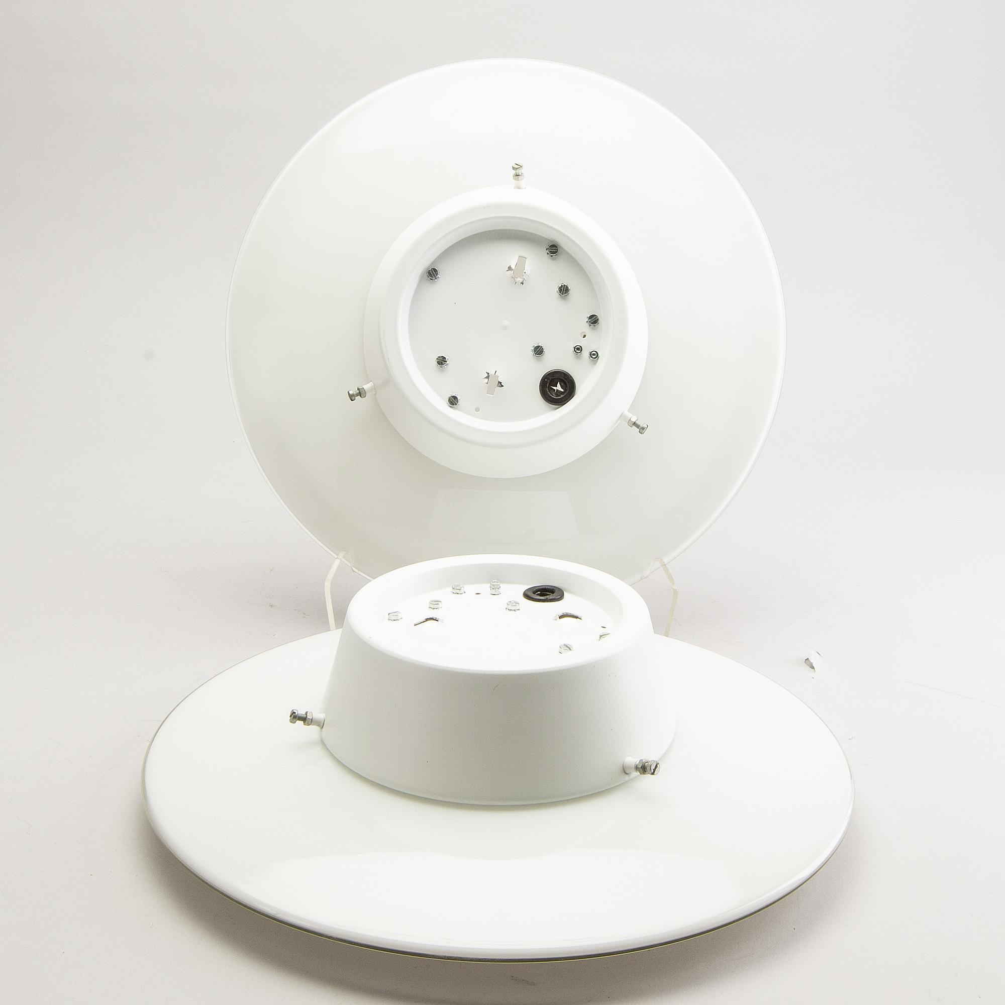 ARNE JACOBSEN, a pair of wall/ceiling lights, 'AJ Eklipta', Louis Poulsen, Denmark.