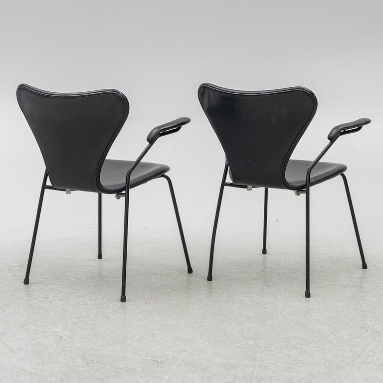 Arne Jacobsen, five 'Seven' armchairs, Fritz Hansen, Denmark, 21st century.