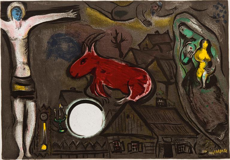 MARC CHAGALL, efter, färglitografi, signerad i trycket, ur "Derrière le Miroir" nr 27-28 1950.