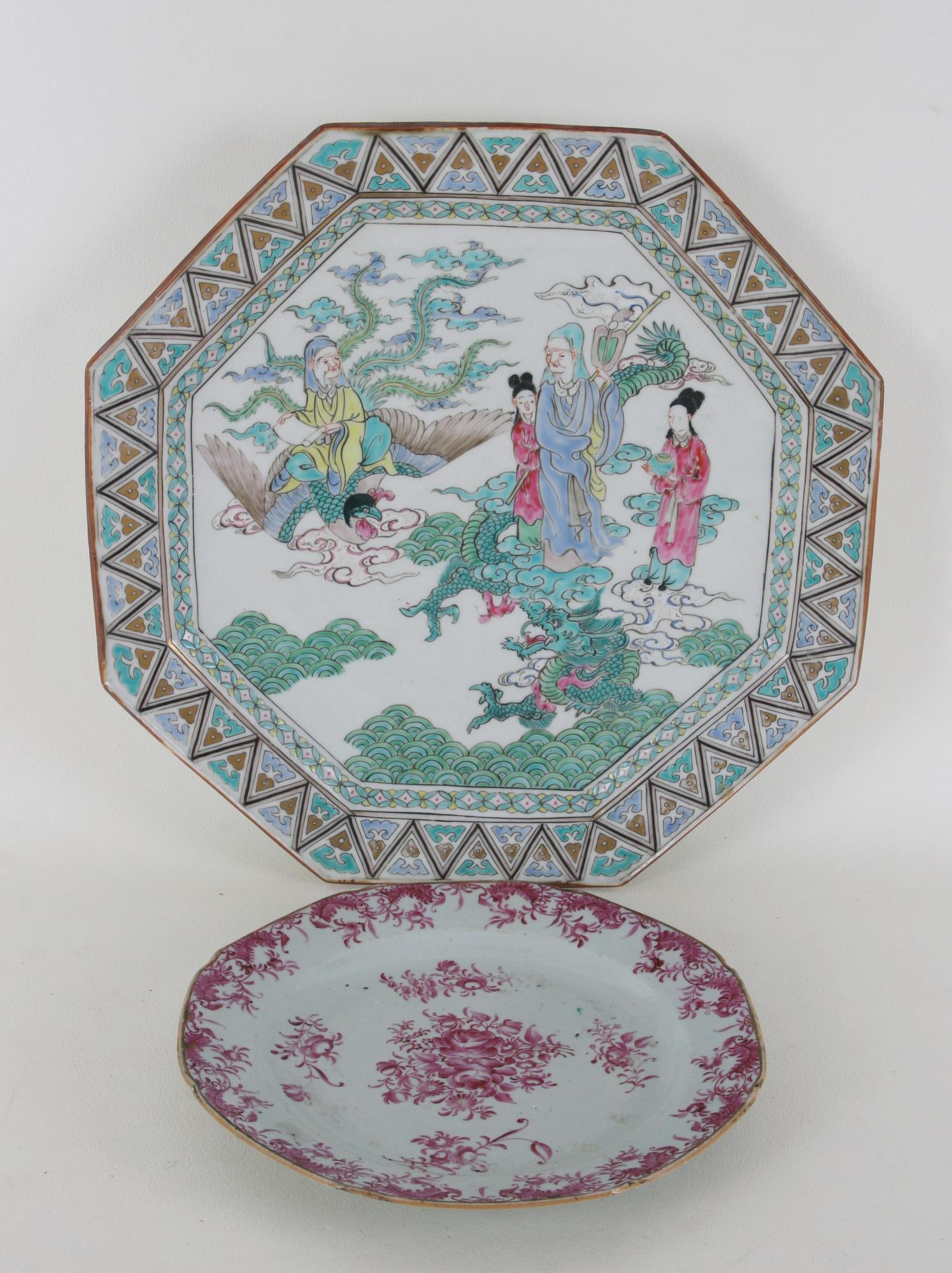 FAT och TALLRIK, porslin, Kina, 1700- resp 1900-tal.