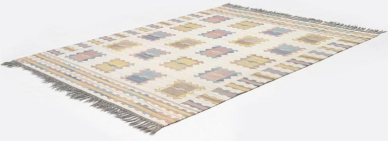 Märta Måås-Fjetterström, a carpet, 'Ljusa plador', flat weave, c. 257 x 203 cm, signed AB MMF.