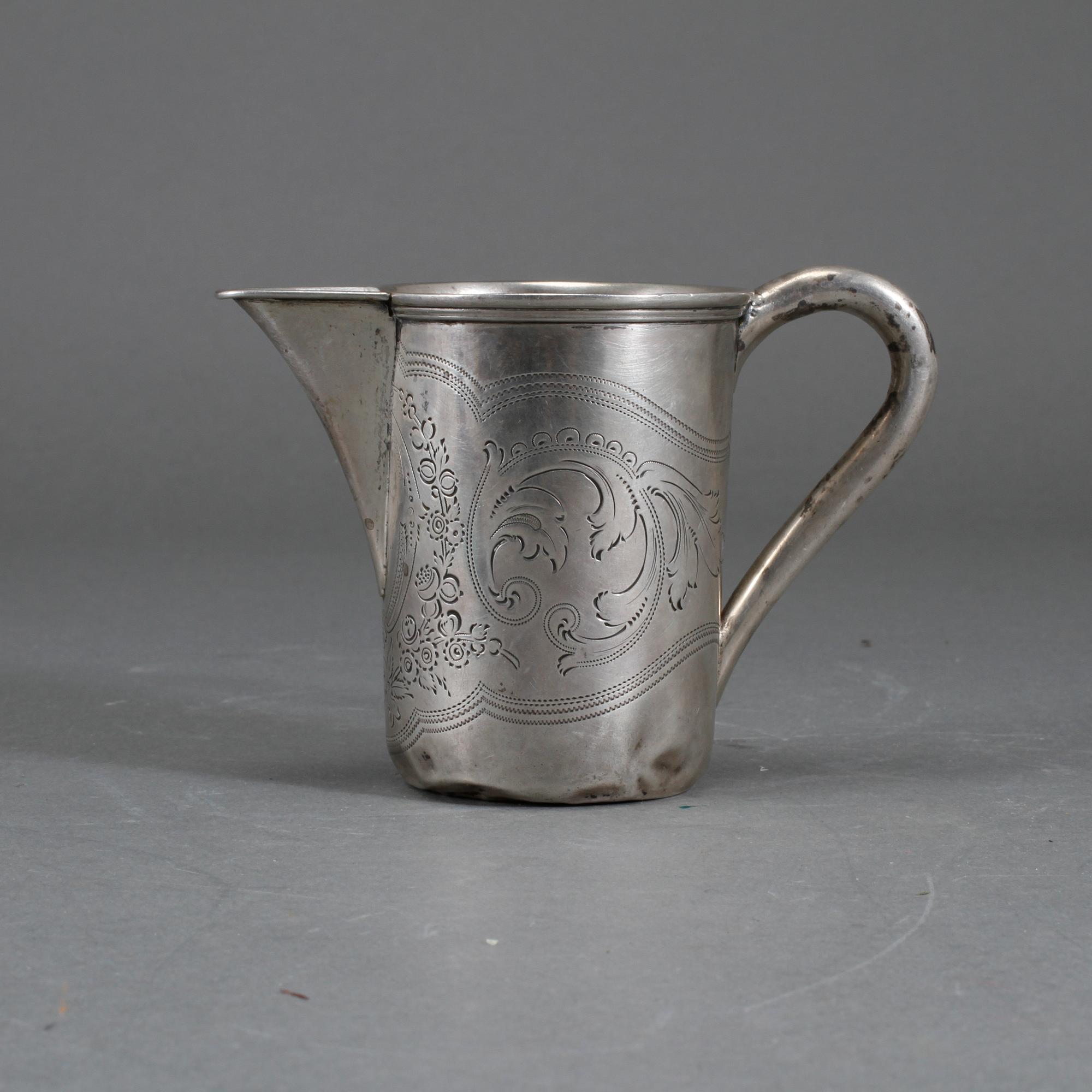 GRÄDDKANNA, silver, 1800-tal. Vikt ca 75 gram.