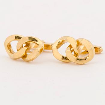 A PAIR OF CUFFLINKS, 14K gold. A. Tillander import marks 1975.