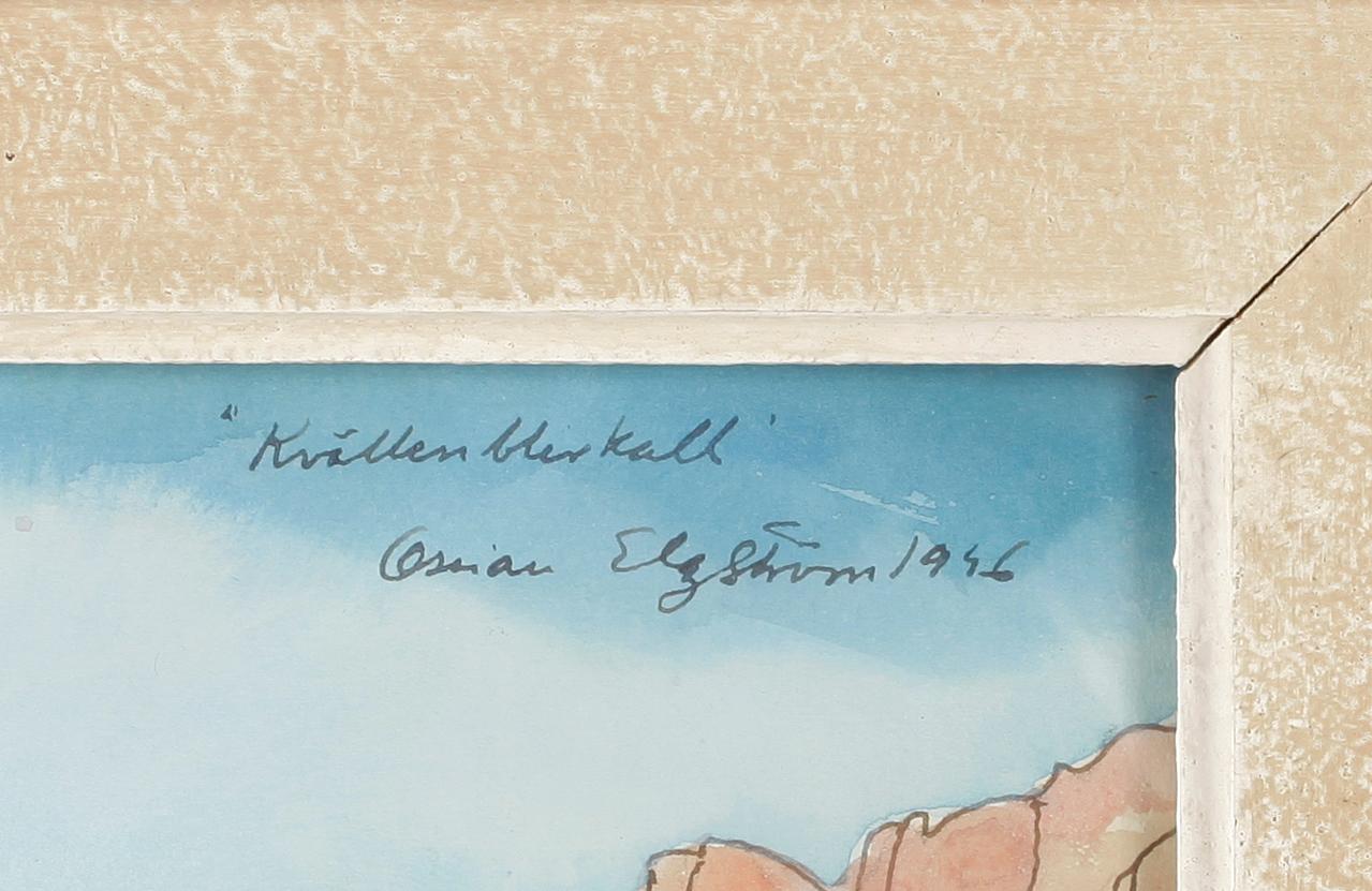 OSSIAN ELGSTRÖM, akvarell på papp, signerad och daterad 1946.