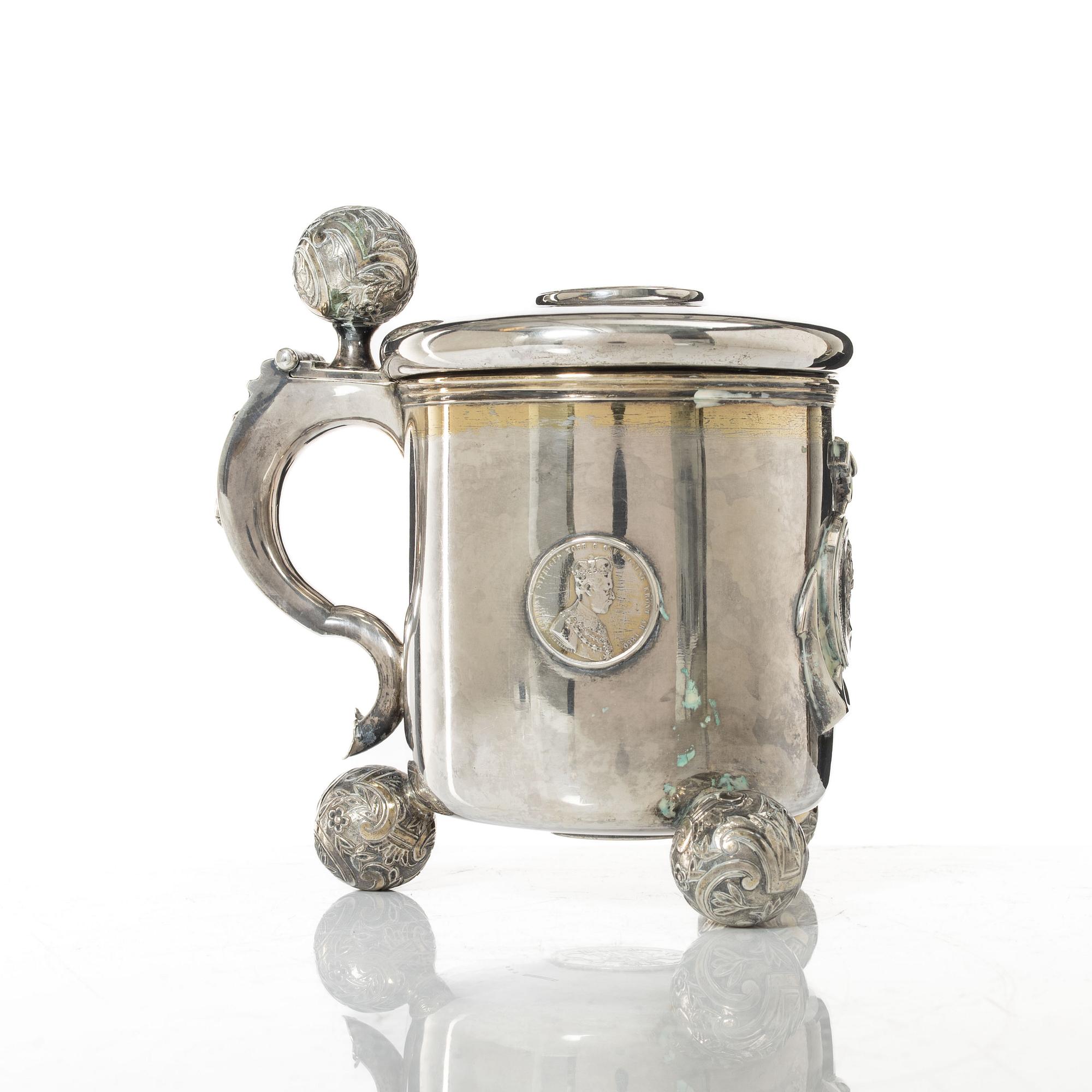A Swedish parcel gilt silver tankard, mark of Johan Westerlind, Malmö 1896.