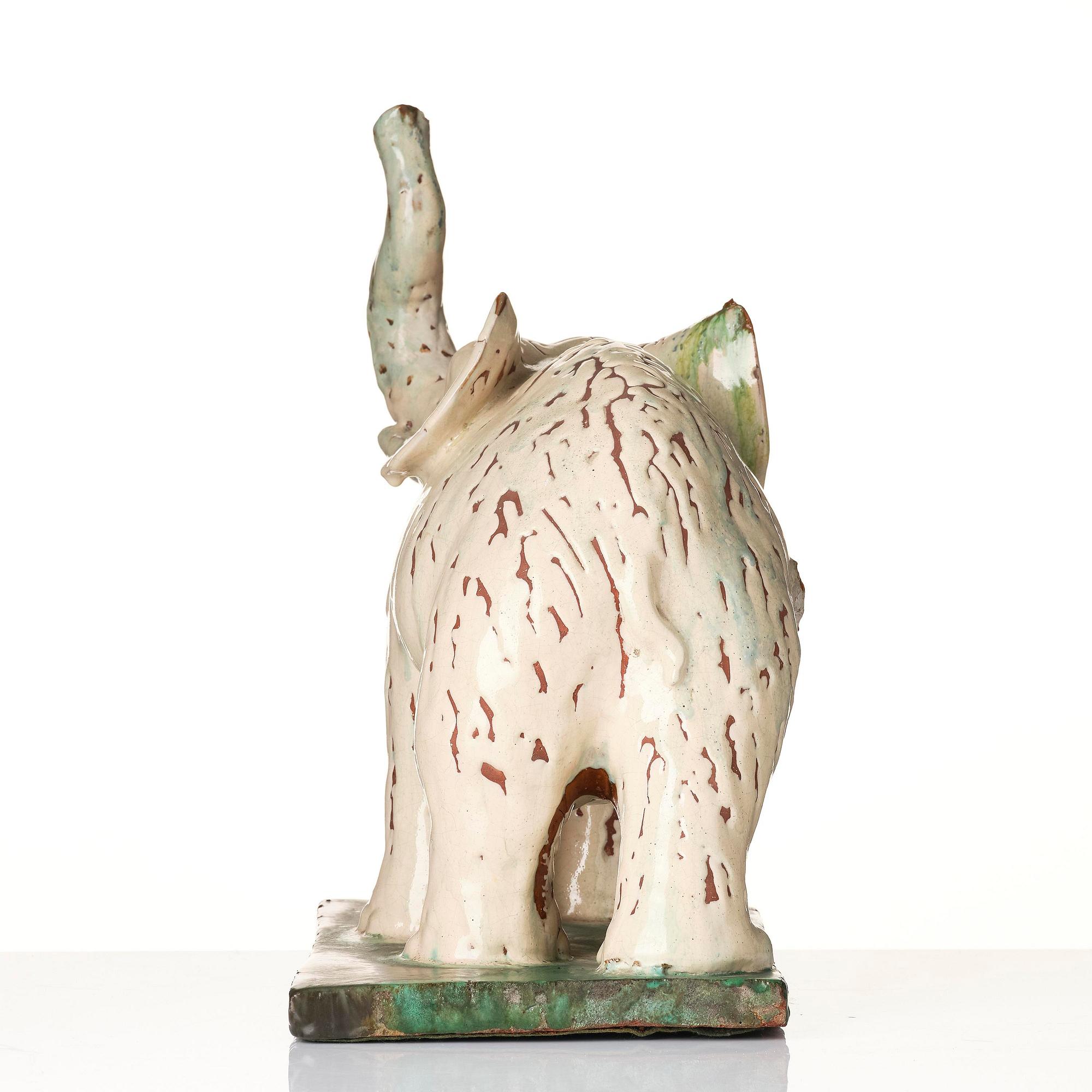 Allan Ebeling, a glazed ceramic sculpture of an elephant, Torshälla 1931.
