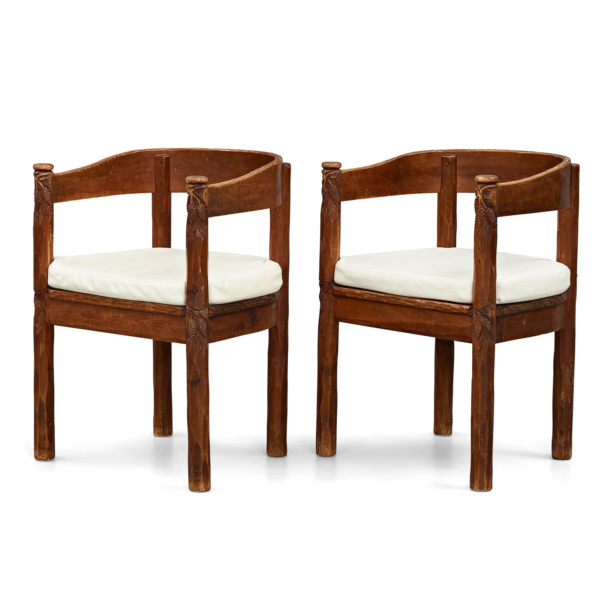BRÖDERNA ERIKSSON (The Eriksson brothers), attributed to, a pair of stained and carved chairs, Arvika, Art Nouveau,