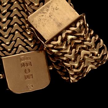 ARMLÄNK, 18k guld, ÄSA Ädelsmycken, Stockholm, 1970. Vikt 37 g.