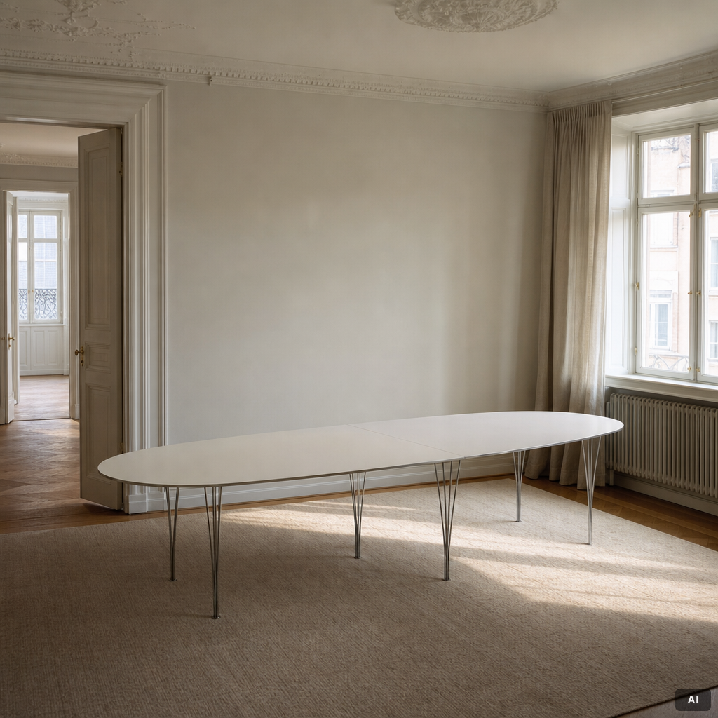 Bruno Mathsson, & Piet Hein, conference table, "Superellipse", Fritz Hansen, Denmark.